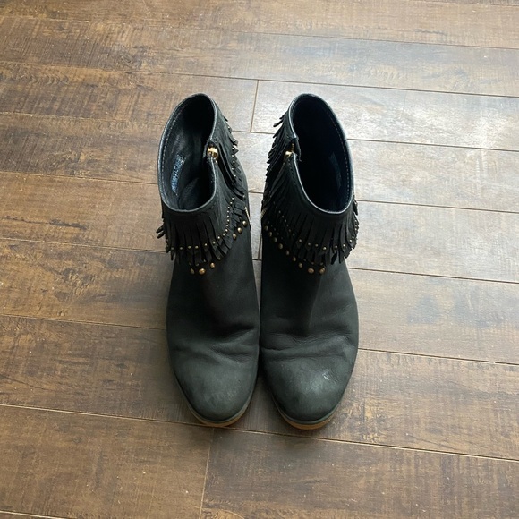 UGG Ariane Black Studded Nubuck Fringe wedge boots - Picture 4 of 15